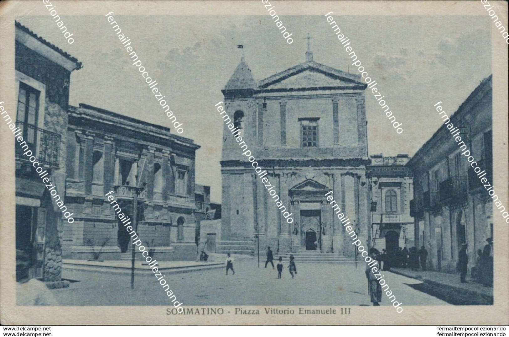 Cf341 Cartolina Sommatino Piazza Vittorio EmanueleIII Caltanissetta Sicilia 1939 - Caltanissetta