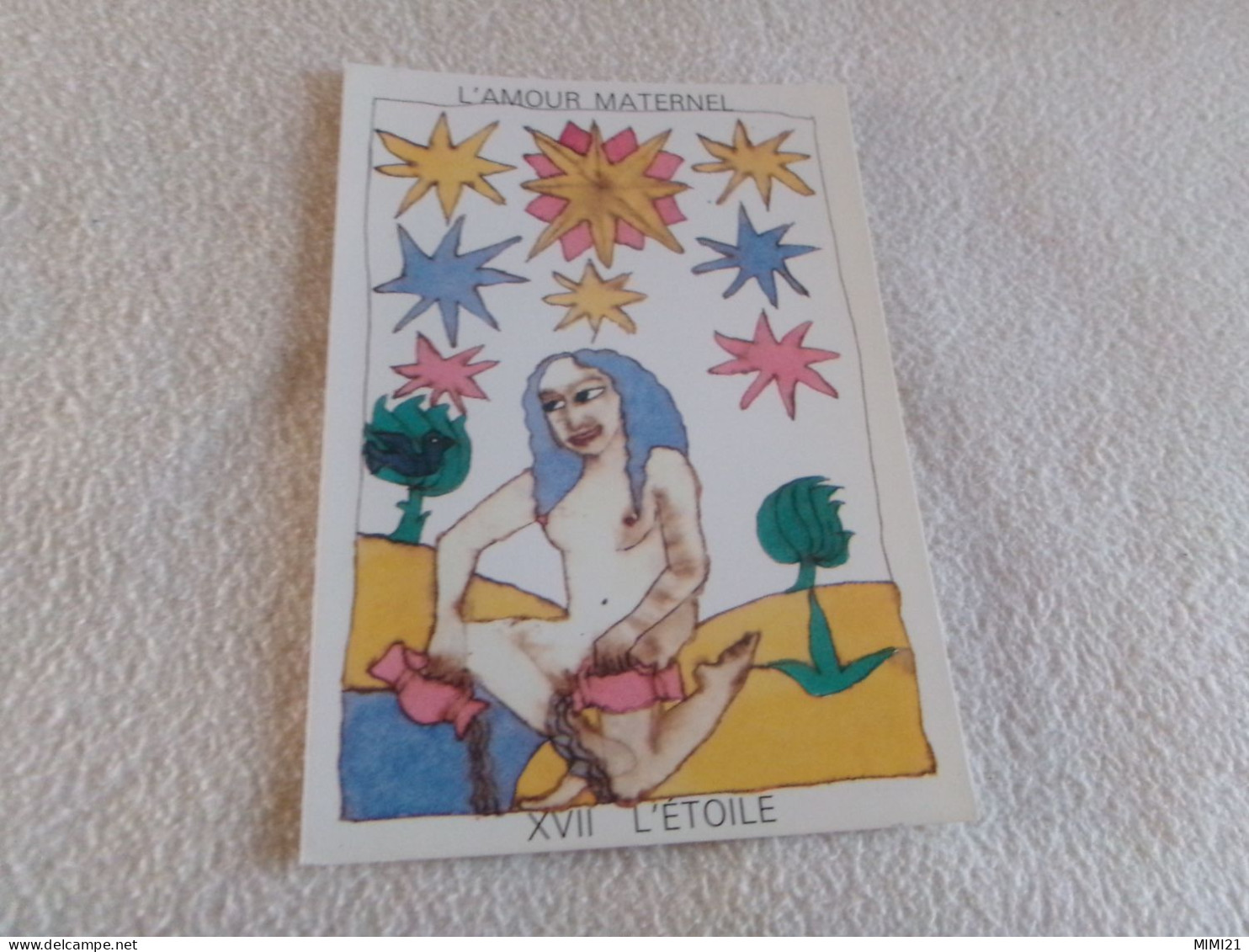 BELLE ILLUSTRATION LE TAROT D'AMOUR .L'ETOILE L'AMOUR MATERNEL "CROIS EN ELLE"...femme Nue....signé - Lesueur