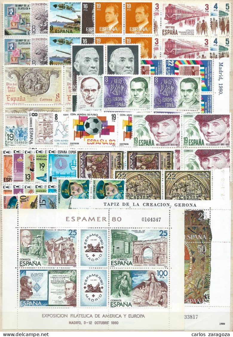 ESPAÑA 1980—AÑO COMPLETO En BLOQUE De 4. SELLOS NUEVOS ** ESPAGNE—ANNÉE COMPLETE En BLOC—TIMBRES NEUFS - Años Completos