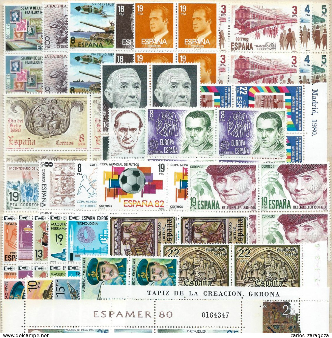 ESPAÑA 1980—AÑO COMPLETO En BLOQUE De 4. SELLOS NUEVOS ** ESPAGNE—ANNÉE COMPLETE En BLOC—TIMBRES NEUFS - Años Completos