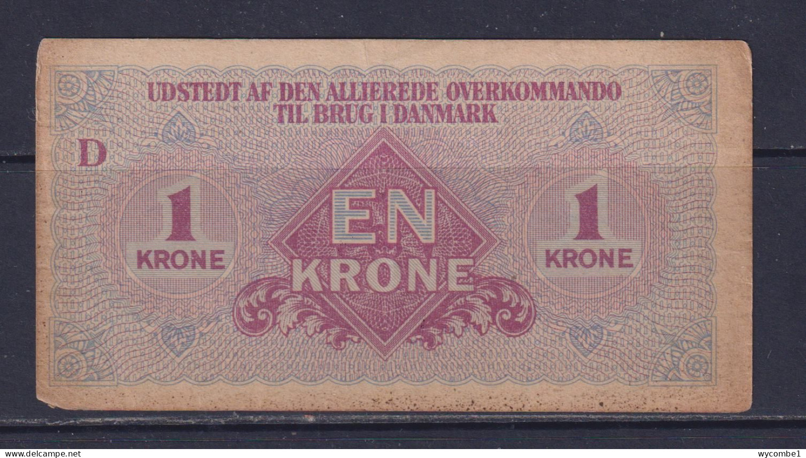 DENMARK - 1945 Allied Supreme Command 1 Krone Circulated Banknote - Denmark
