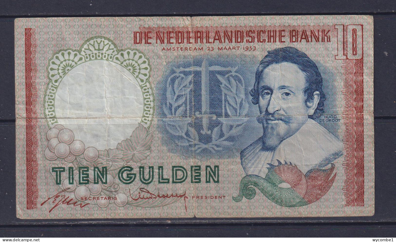 NETHERLANDS - 1953 10 Gulden Circulated Banknote - 10 Gulden