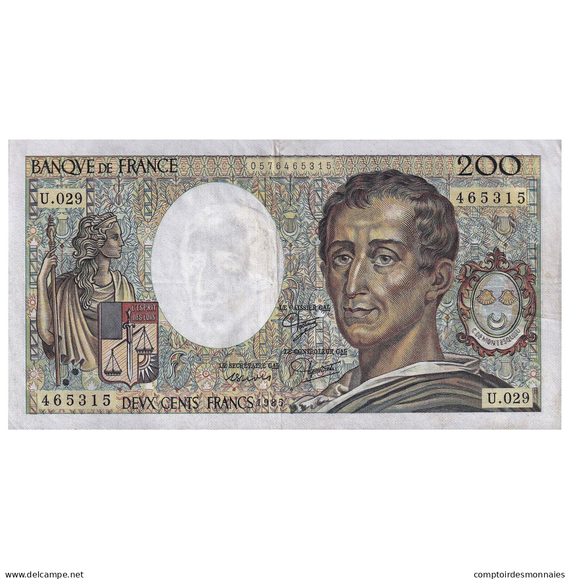 France, 200 Francs, Montesquieu, 1985, U.029, TTB, Fayette:70.05, KM:155a - 200 F 1981-1994 ''Montesquieu''