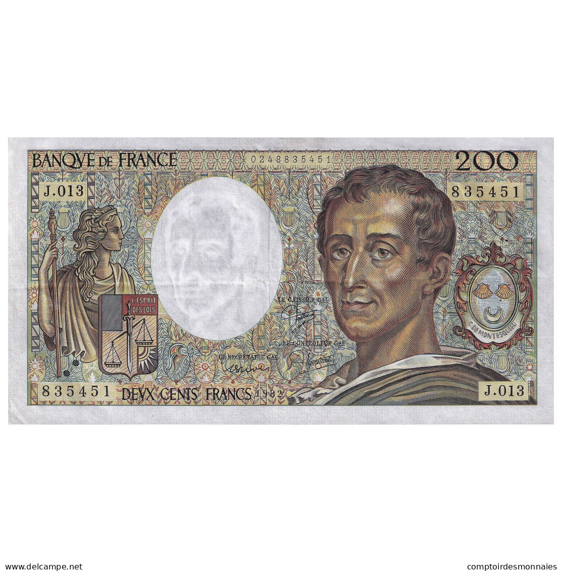 France, 200 Francs, Montesquieu, 1982, J.013, TTB, Fayette:70.02, KM:155a - 200 F 1981-1994 ''Montesquieu''