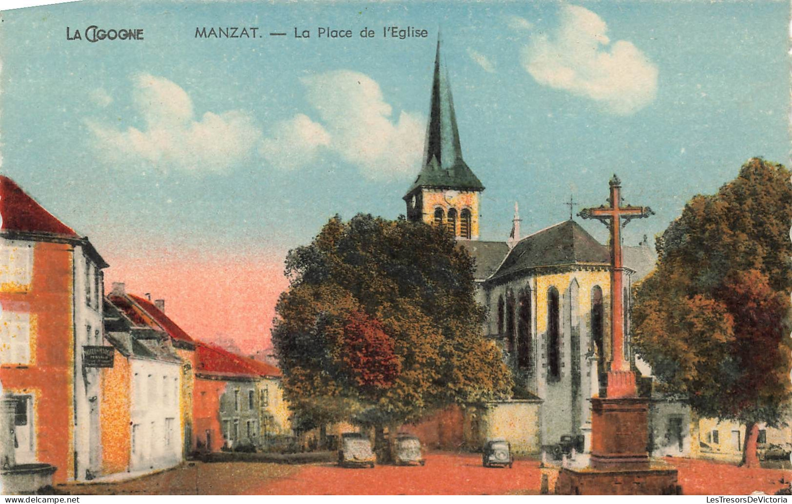 FRANCE - Manzat - La Place De L'église - Carte Postale Ancienne - Manzat