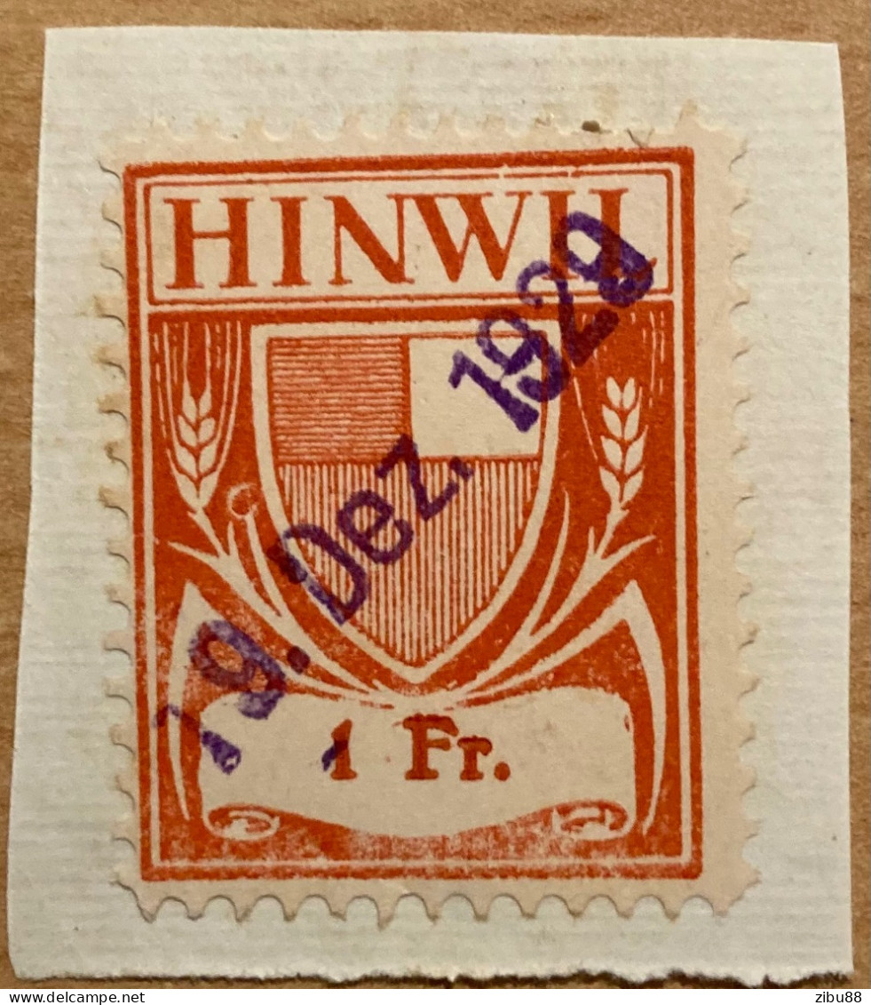 Ausschnitt Fiskalmarke Gemeinde Hinwil ZH 1929 / Revenue Stamp Switzerland - Revenue Stamps