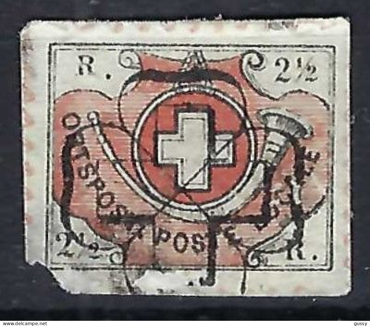 SUISSE Ca.1850: Le ZNr. 12 ("Winterthur") B Obl. Rosette, Coin SO Touché, Var. "cadre S Interrompu", Très Forte Cote - 1843-1852 Timbres Cantonaux Et  Fédéraux