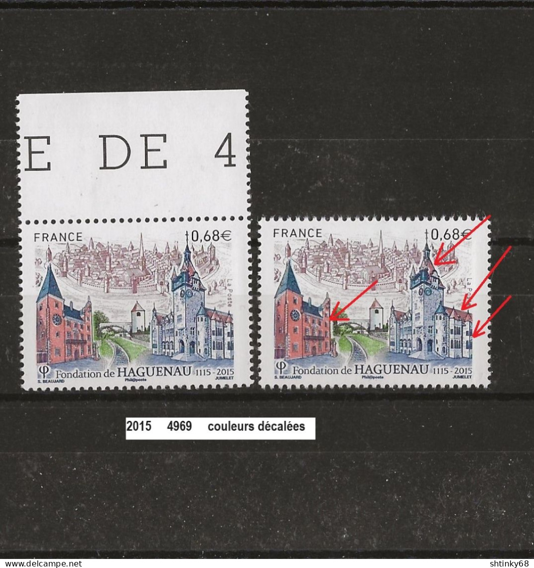 Variété De 2015 Neuf**  Y&T N° 4969 Couleurs Décalées - Unused Stamps