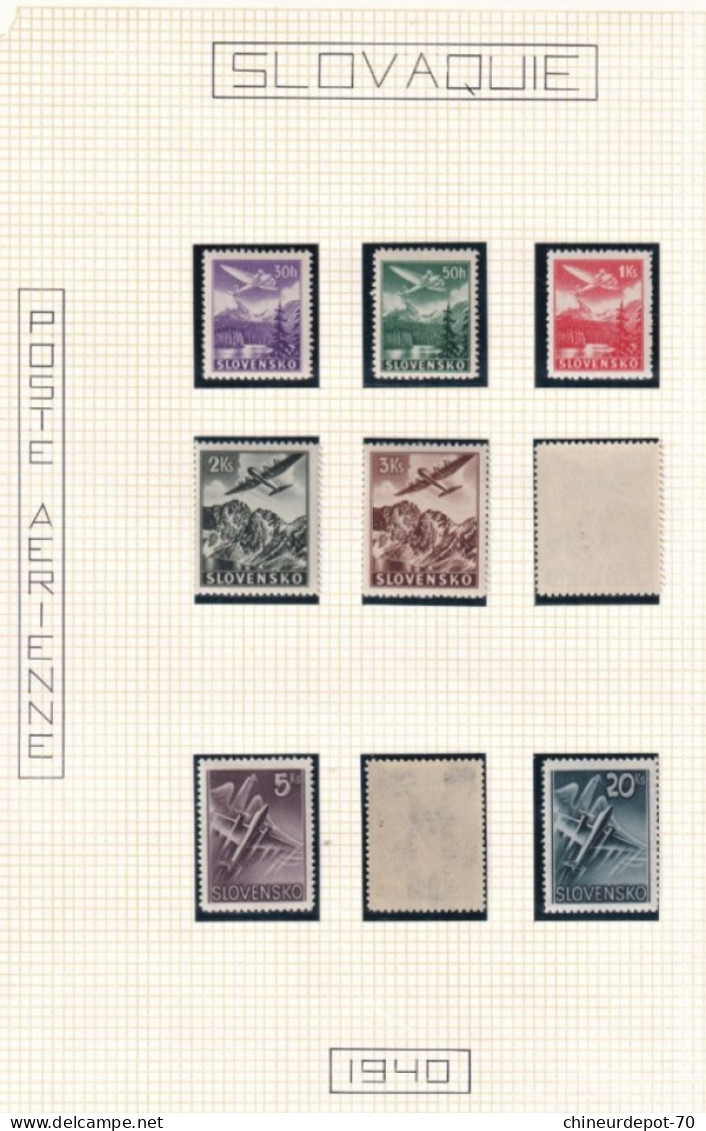 Slovaquie Poste Aerienne 1940 Neufs Sans Charnieres ** 2 Timbres Trace D Adhérence - Nuevos