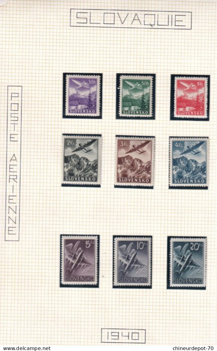 Slovaquie Poste Aerienne 1940 Neufs Sans Charnieres ** 2 Timbres Trace D Adhérence - Ungebraucht