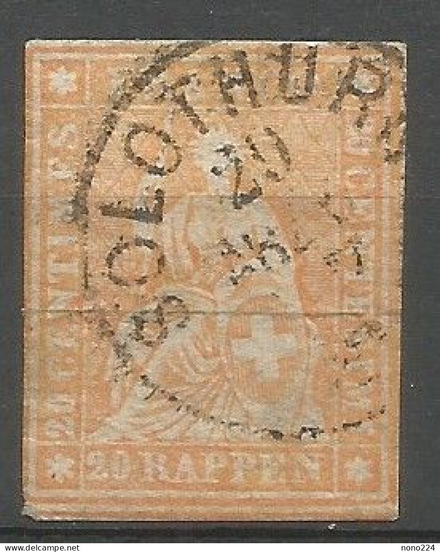 Timbre De 1857/62 ( Strubel / N°25G / Signé Marchand ) - Used Stamps