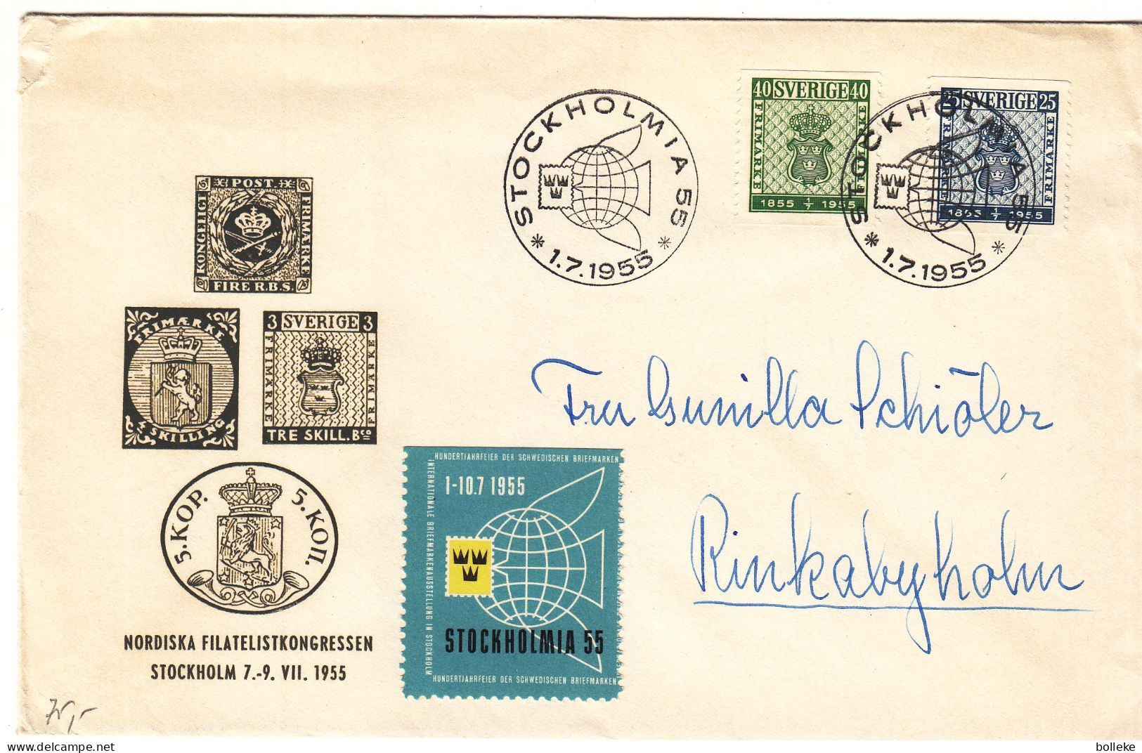 Suède - Lettre De 1955 - Oblit Stockholmia - Congrès Philatélique - - Lettres & Documents