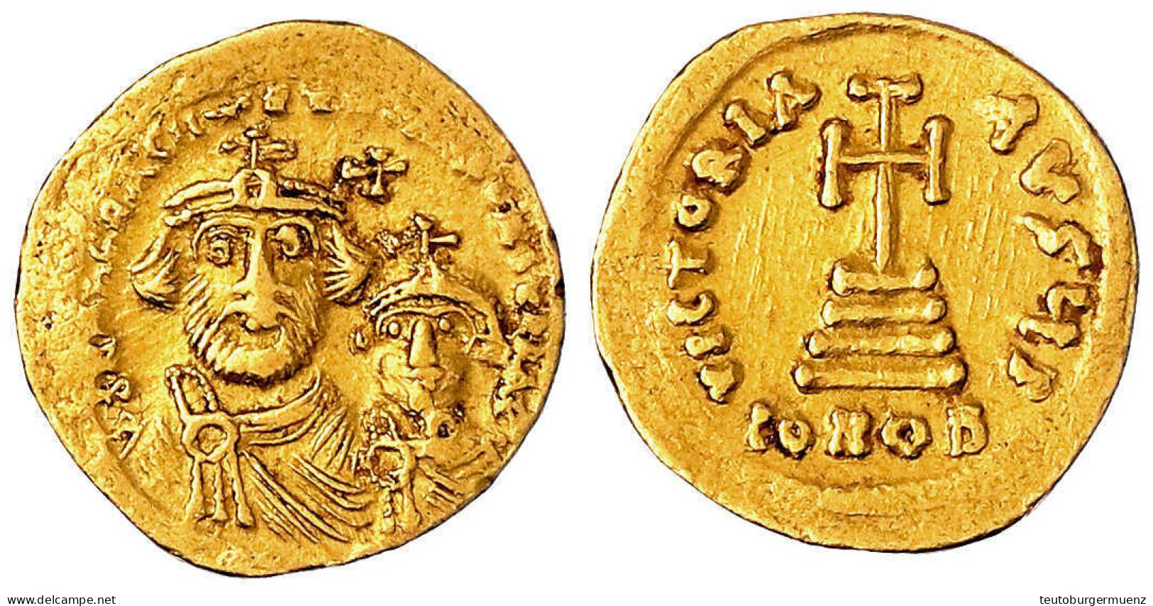 Solidus 616/625 Constantinopel. 10. Offizin. Büsten Von Heraclius Und Heraclius Constantin, Darüber Kreuz/Stufenkreuz. 4 - Byzantine