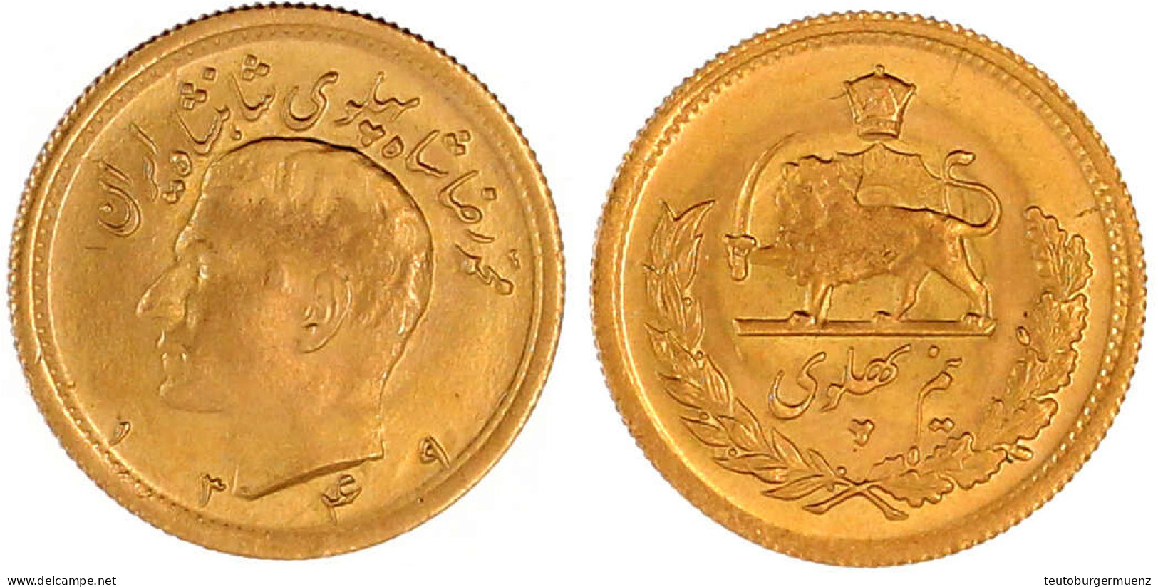 1/2 Pahlavi SH 1349 = 1979. 4,07 G. 900/1000. Stempelglanz. Krause/Mishler 1161. - Iran