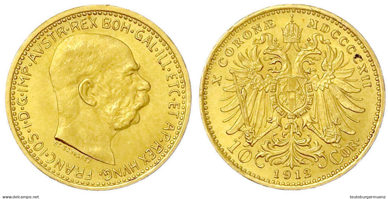 10 Kronen 1912. Offizielle Neuprägung. 3,39 G. 900/1000. Prägefrisch. Herinek 391. - Pièces De Monnaie D'or