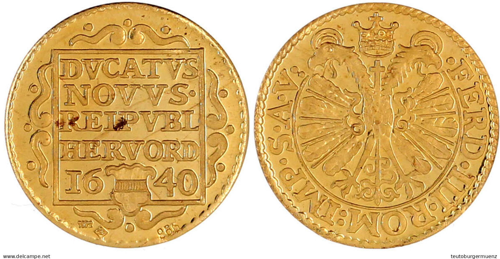 Nachprägung Eines Dukaten 1640 (1972) In 3,32 G. 986/1000. Polierte Platte - Goldmünzen