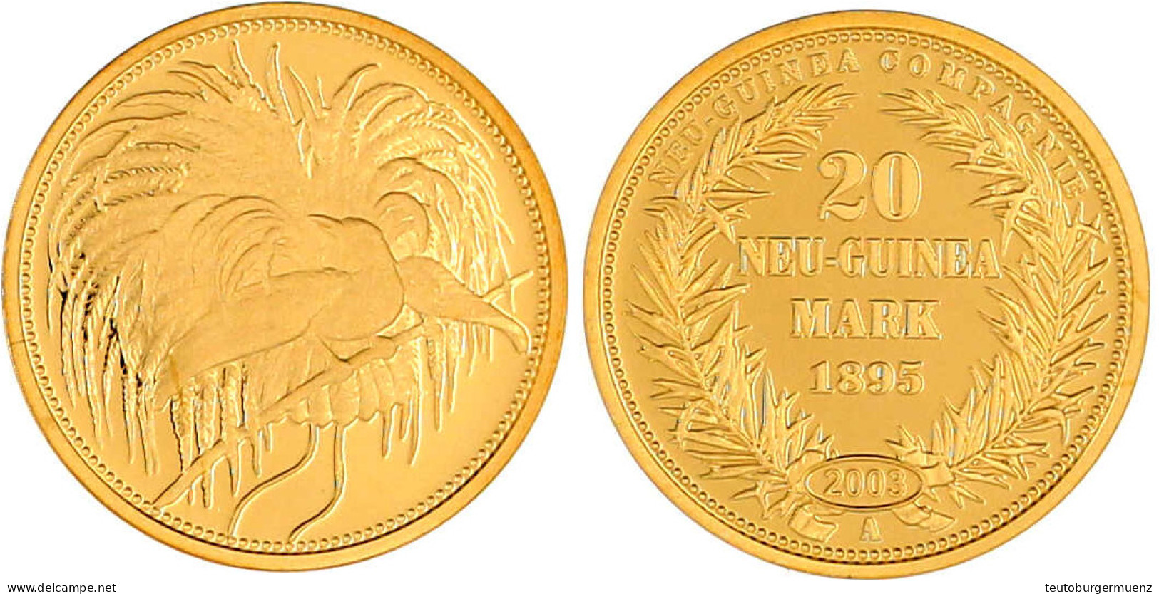 Neuprägung Zum 20 Mark Neu-Guinea 1895 A (2003). 3,56 G. 585/1000. Polierte Platte. Jaeger NP Zu 709. - Other & Unclassified