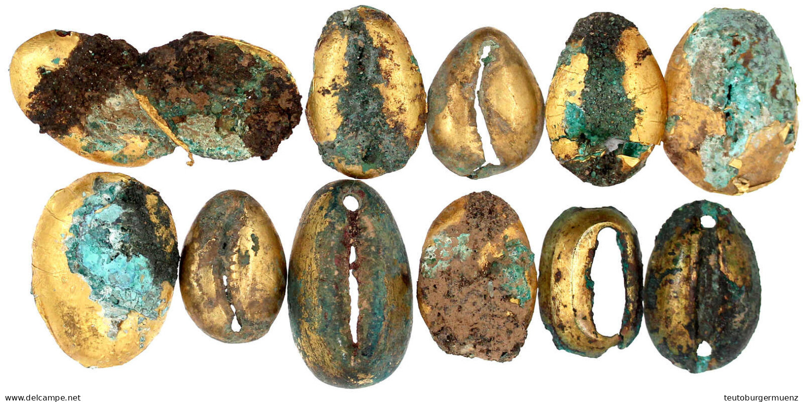 12 Kauri-Imitationen, Alle Bronze, Vergoldet. Schön Bis Sehr Schön, Teils Korrodiert - Cina
