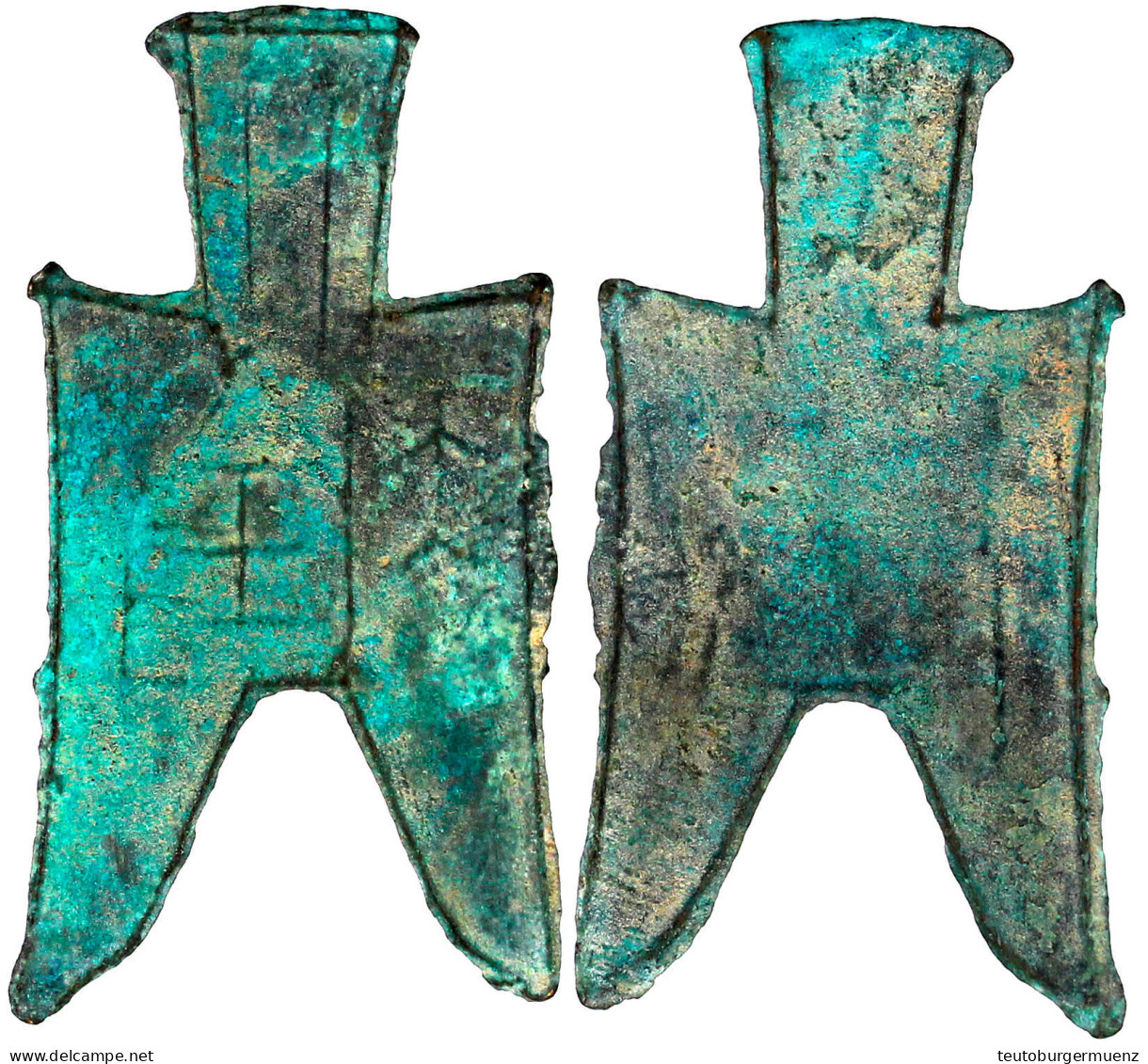 Bronze-Spatengeld Mit Flachem Griff Ca. 350/250 V.Chr. "pointed Foot". Da Yin (?). Schön/sehr Schön Exemplar Der 74. Teu - Chine