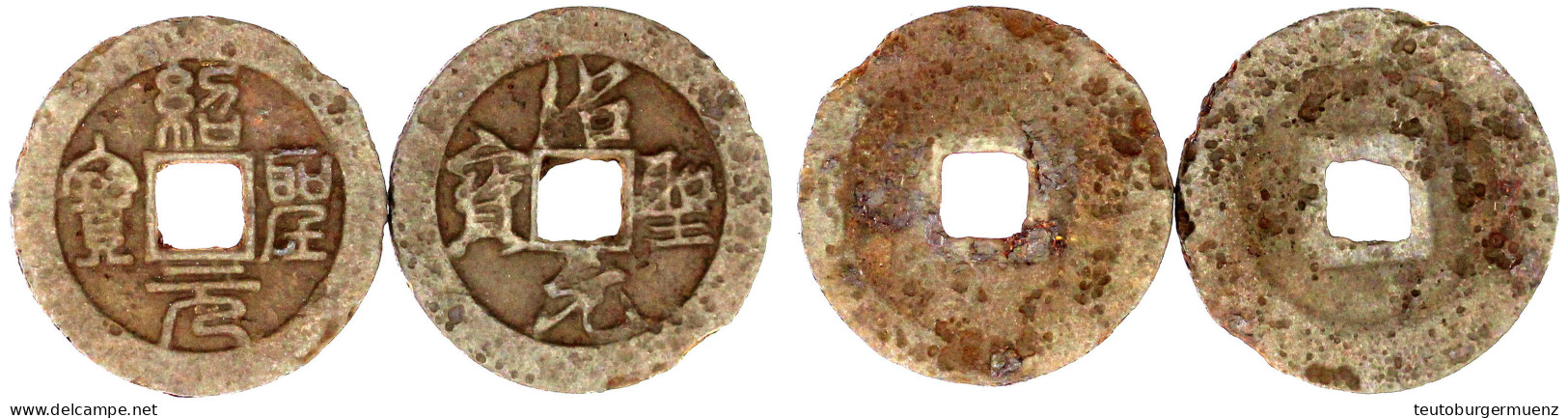 2 Stück: 2 Cash, Eisen 1094/1097. Shao Sheng Yuan Bao In Siegelschrift Und In Laufschrift. Beide Schön/sehr Schön. Harti - Chine