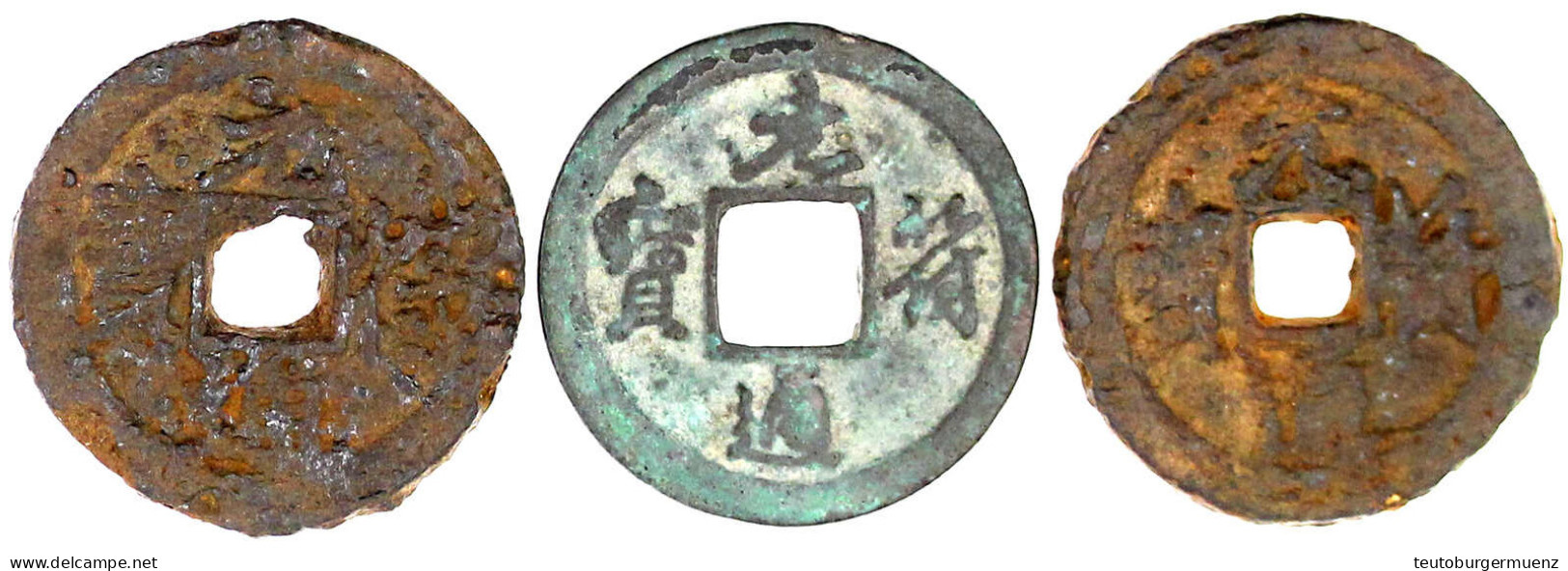 3 Stück: Cash Bronze Und 2 Var. In Eisen 1098/1100. Yuan Fu Tong Bao, Laufschrift. Schön Bis Sehr Schön. Hartill 16.343, - Chine