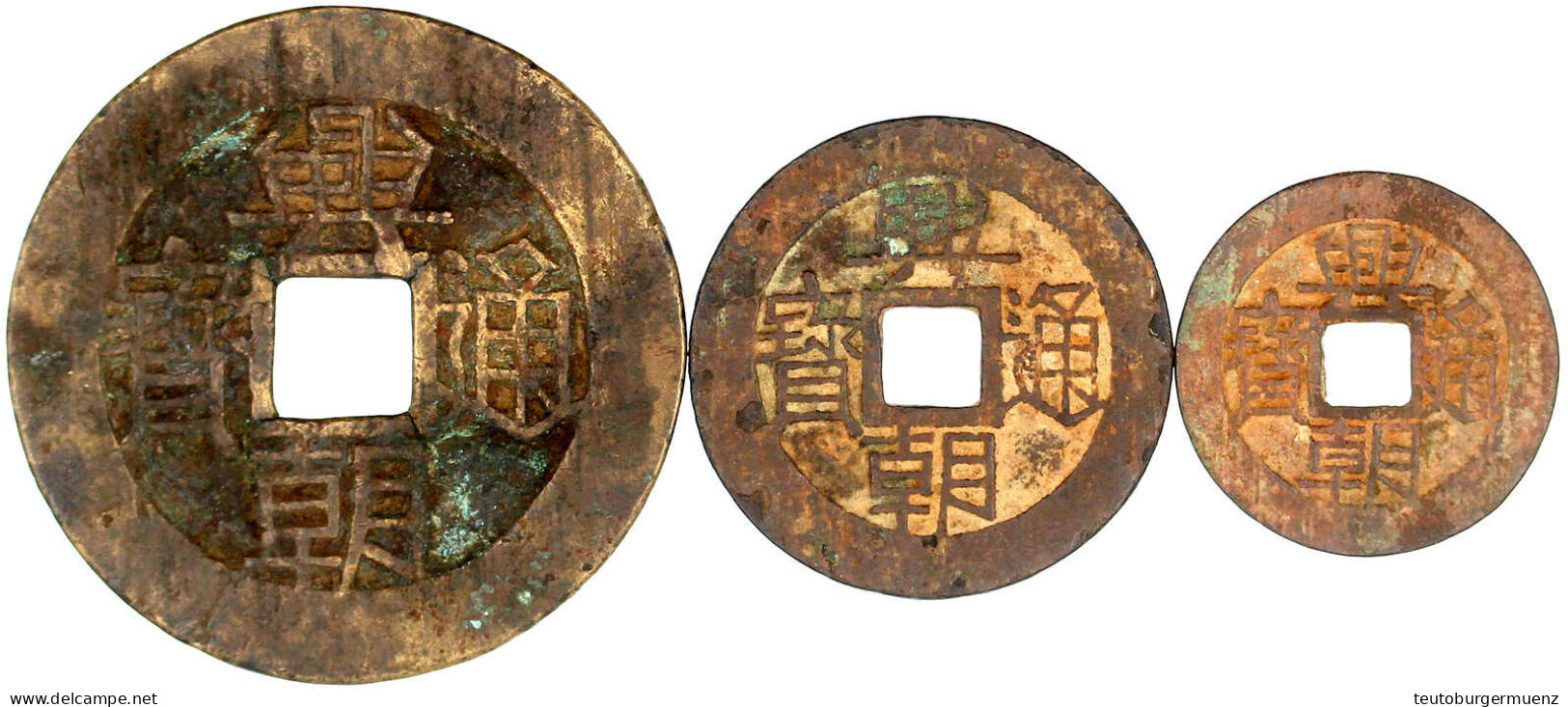 3 Stück: 1, 5 Und 10 Cash 1648/1657. Xing Chao Tong Bao. Sehr Schön. Hartill 21.9, 11 Und 13. - Chine