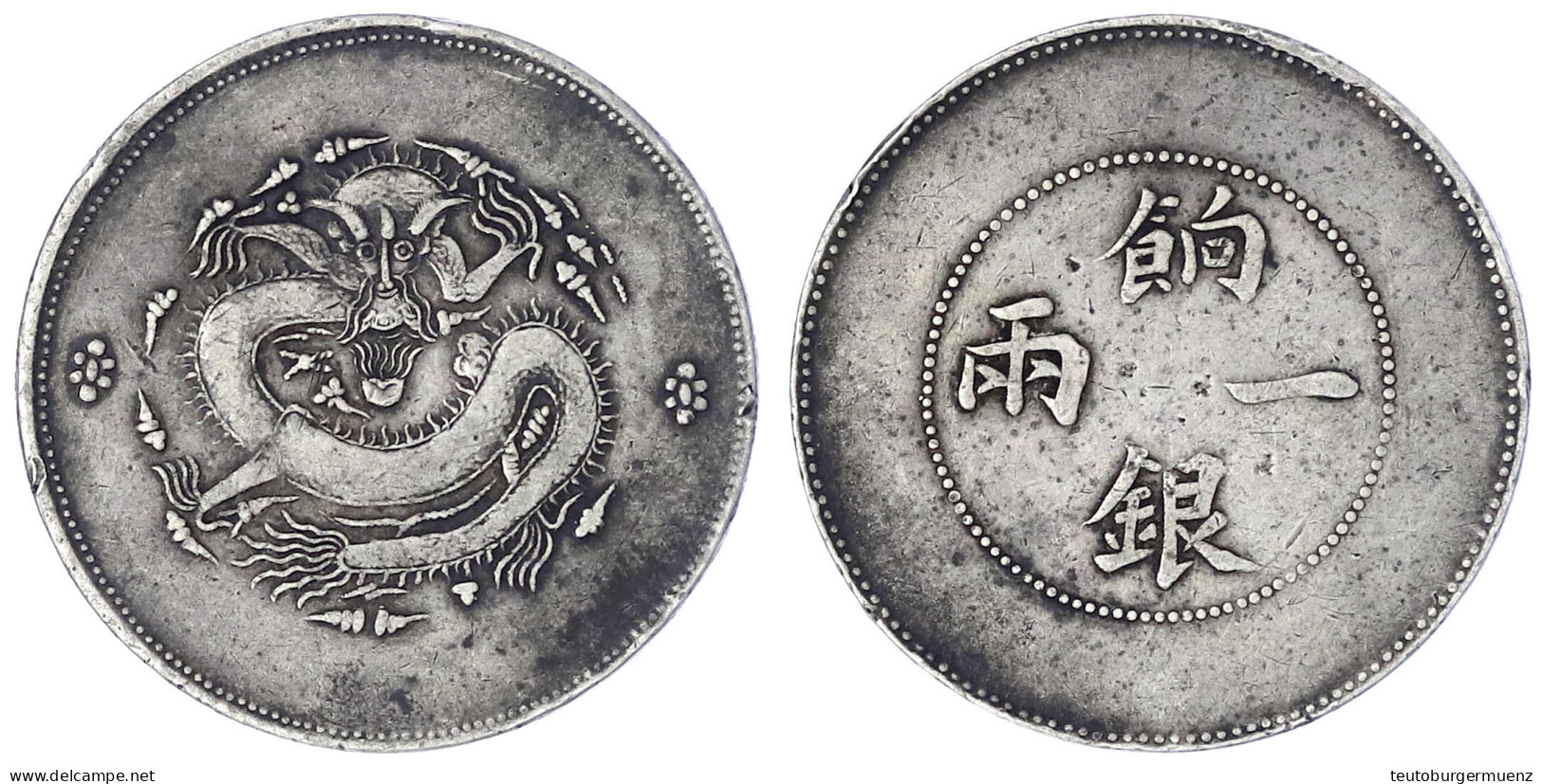 Sar (Tael) O.J. (1910). "Ration Silver", Provinz Sinkiang. 35,53 G. Fast Sehr Schön, Kl. Randfehler. Lin Gwo Ming 811. - Chine