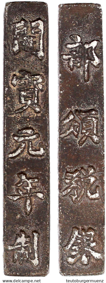 Stab-Silberbarren Zu 1 Tael Mit Legende Kai Tong Yuan... 73 X 11 Mm, 38,89 G. Nach RFA Hat Das Stück Einen Silbergehalt  - Chine