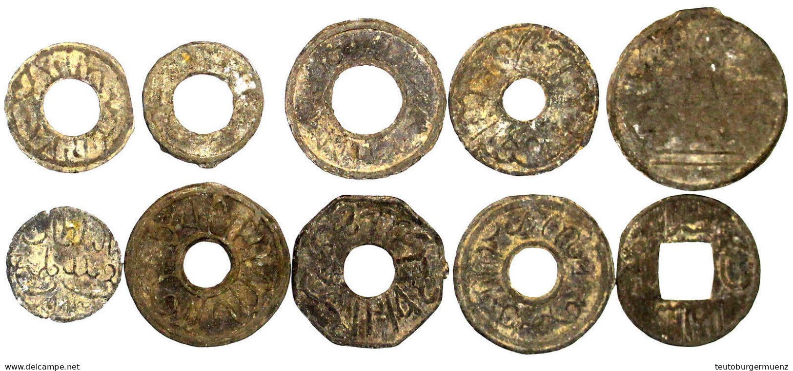 Typensammlung Von 10 Versch. Zinn-Münzen Des 18./19.Jh. Meist Sehr Schön - Indonesië