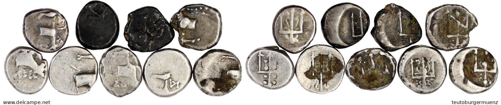 9 X Hemidrachme. 387/340 V. Chr. Kuhprotome über Delfin/Dreizack. Schön/sehr Schön Bis Sehr Schön, Teils Dezentriert - Grecques