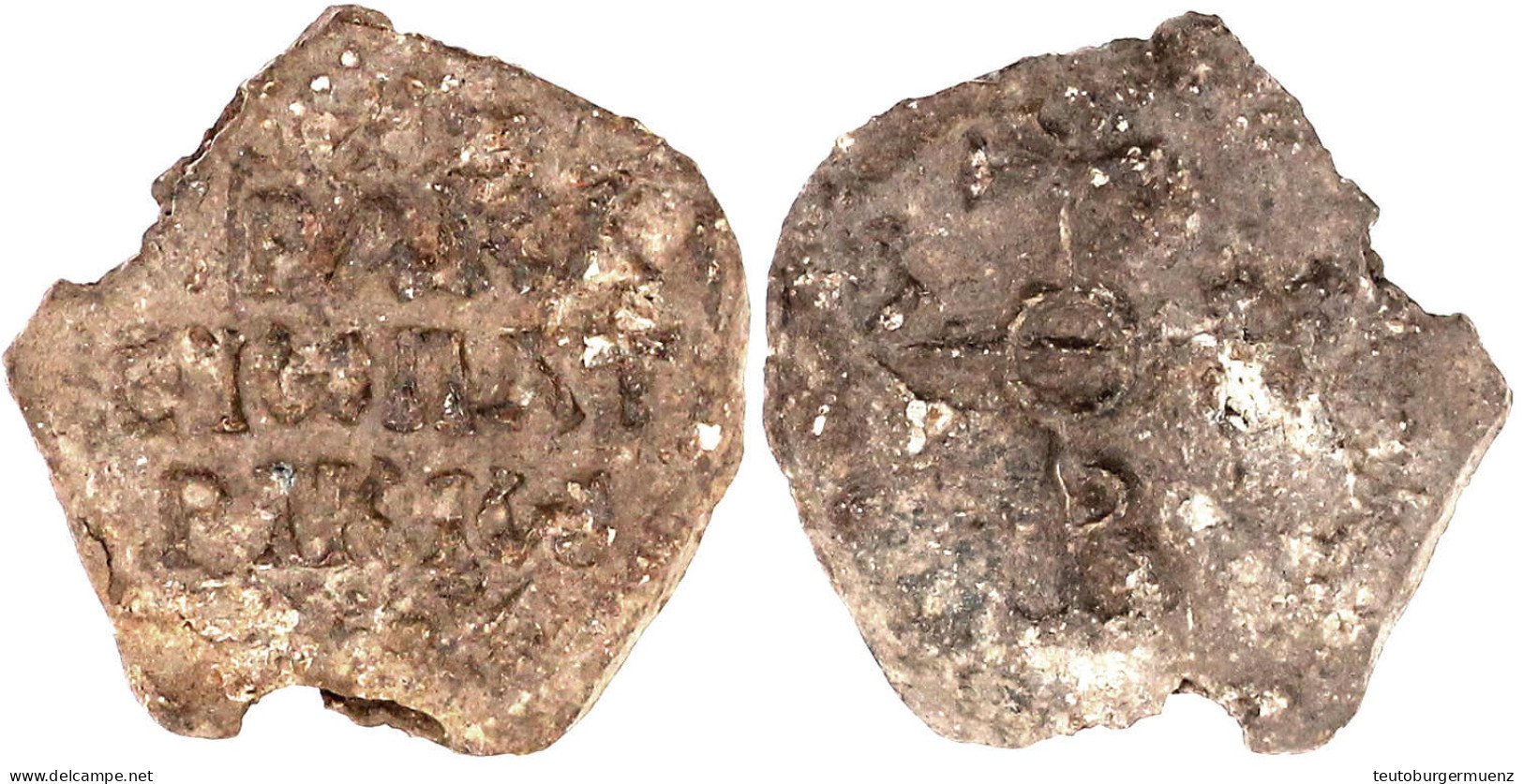 Bleisiegel Um 800. Kreuz-Monogramm/PAKΔεYω πATPIKIωN. 28 Mm. Sehr Schön. DOC BZS.1955.1.561 Vgl. - Byzantines