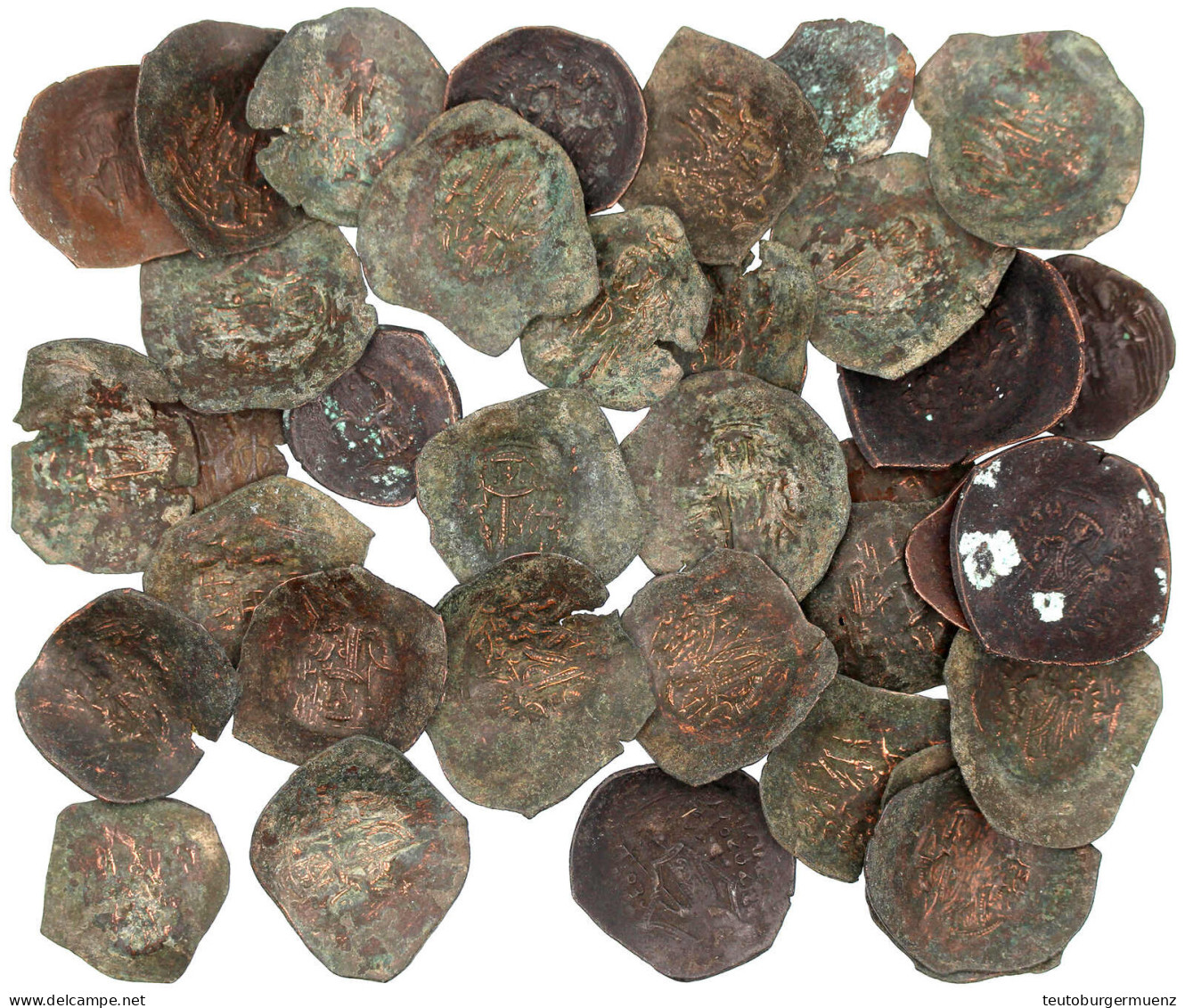 35 Tracheis (Schüsselmünzen) Meist Des Lateinischen Kaiserreiches (1204-1261). Untersch. Erhalten - Autres & Non Classés