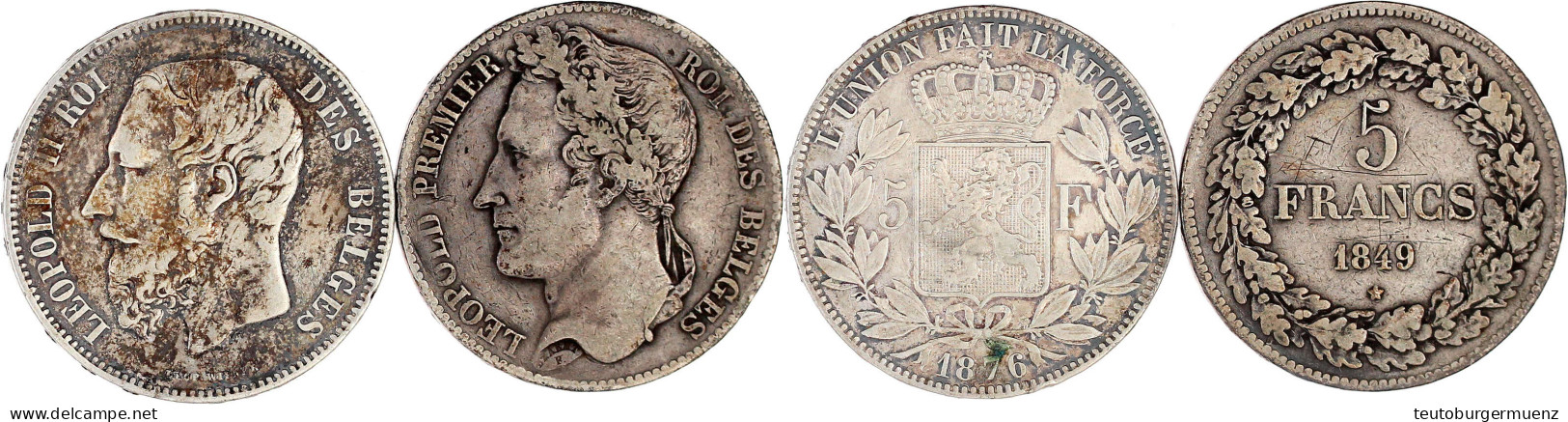 2 Stück: 5 Francs 1849 Und 1876. Schön/sehr Schön Und Sehr Schön, Randfehler - Autres & Non Classés