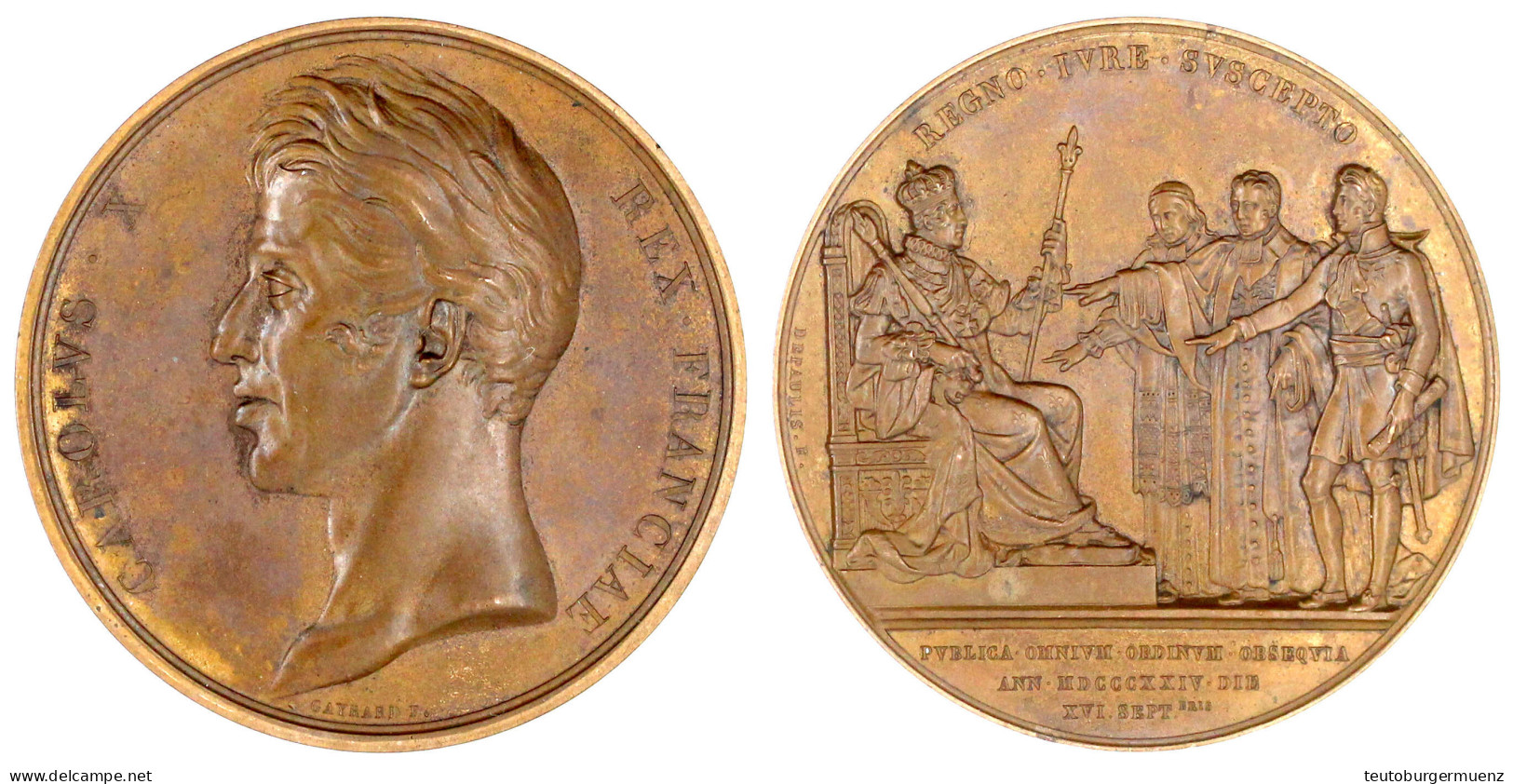 Bronzemedaille 1824 Von Gayrard Und Depaulis, A.d. Königswahl. 51 Mm. Vorzüglich/Stempelglanz - Autres & Non Classés