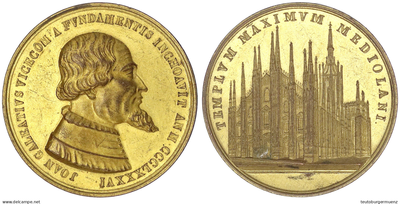 Vergoldete Bronzemedaille 1886 V. Fran. Broggi, A.d. 500-Jahrfeier Des Mailänder Doms. Brb. Giovanni Galeati N.r./Dom. 4 - Altri & Non Classificati