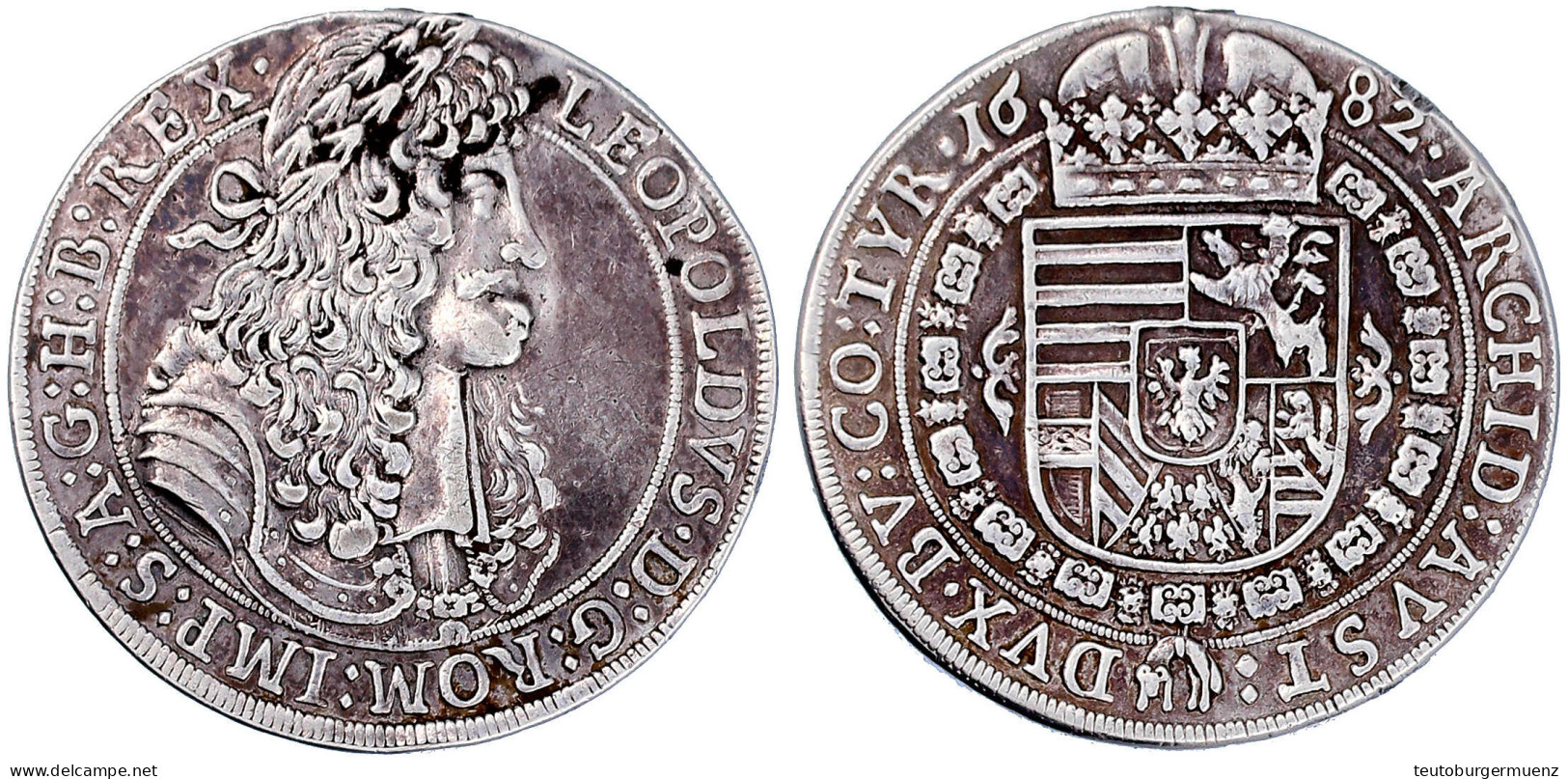 Reichstaler 1682, Hall. 28,34 G. Sehr Schön, Henkelspur, Poliert. Herinek 630. Davenport. 3241. - Goldmünzen