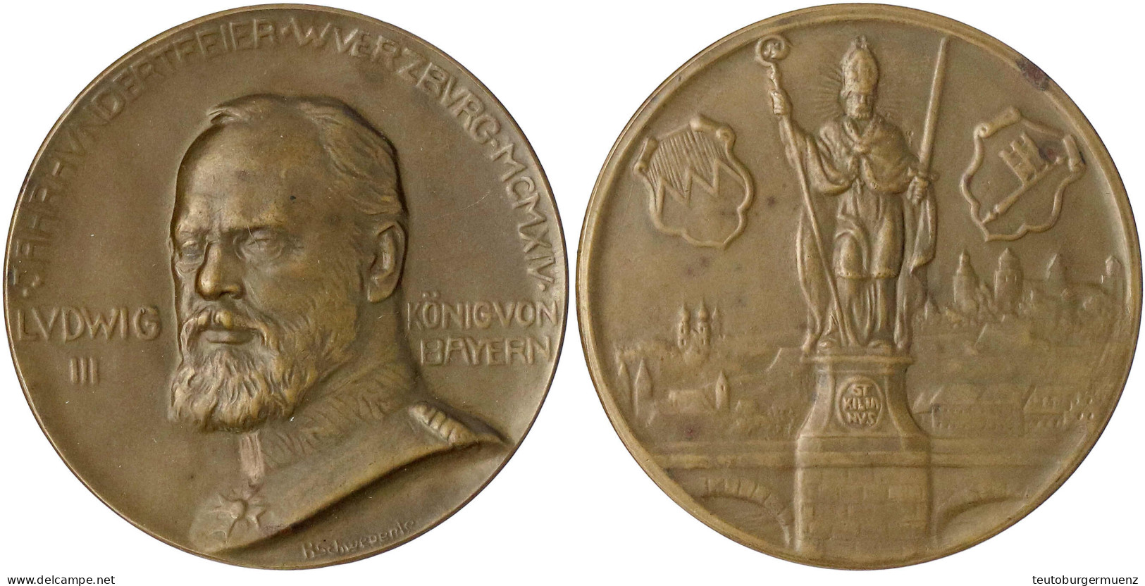 Bronzemedaille Von Schwegerle 1914 A.d. Jahrhundertfeier In Würzburg. 50 Mm. Vorzüglich, Kl. Kratzer. Hasselmann 96. - Autres & Non Classés