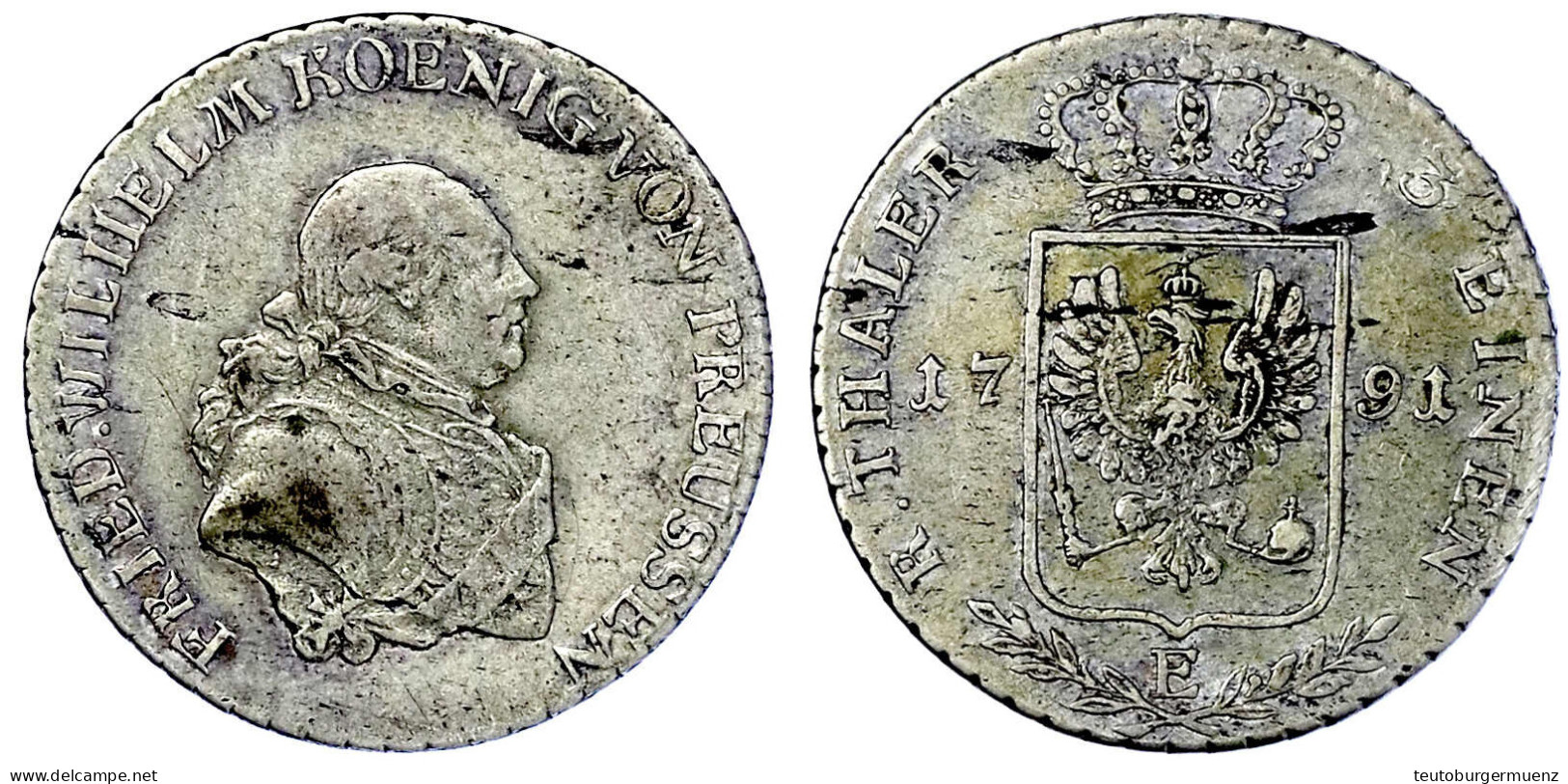 1/3 Taler 1791 E, Königsberg. Sehr Schön, übl. Schrötlingsfehler. Jaeger 22. V. Schrötter 72. Olding 11. - Autres & Non Classés