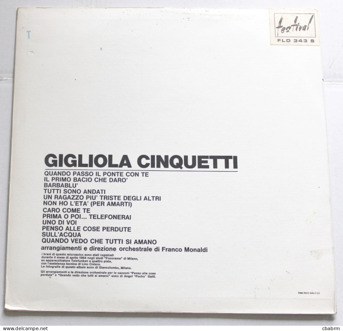 LP 33 TOURS GIGLIOLA CINQUETTI 1964 FRANCE BIEM Disques Festival FLD 343 S - Autres - Musique Italienne