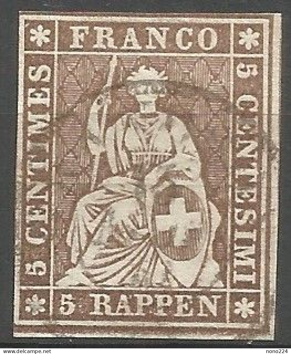 Timbre De 1857/62 ( Strubel / N°22G / Signé Marchand ) - Used Stamps