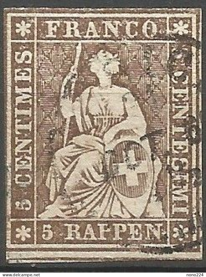 Timbre De 1857/62 ( Strubel / N°22G / Signé Marchand ) - Used Stamps