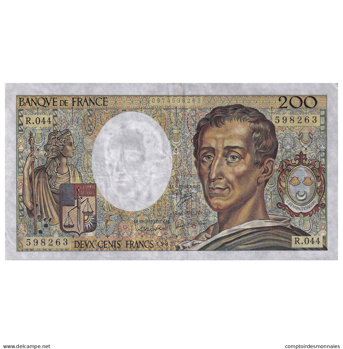 France, 200 Francs, Montesquieu, 1987, R.044, SUP, Fayette:70.07, KM:155b - 200 F 1981-1994 ''Montesquieu''