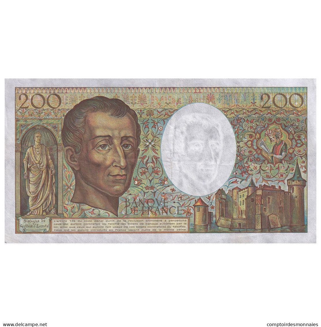 France, 200 Francs, Montesquieu, 1987, G.046, TTB+, Fayette:70.07, KM:155b - 200 F 1981-1994 ''Montesquieu''