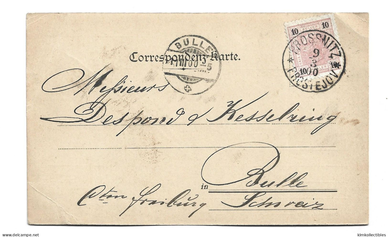 AUSTRIA OSTERREICH - BOHEMIA CZECHIA CZECHOSLOVAKIA - PROSTEJOV PRIVATE MAILING CARD TO SWITZERLAND - ...-1918 Prephilately