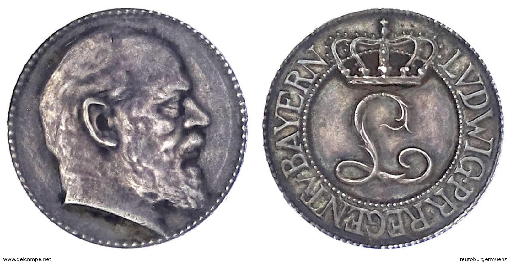 Kl. Silbermedaille O.J. (1913) Unsign. A.d. Krönung Ludwig III. V. Bayern N.r./gekr. Monogramm. 23 Mm; 5,50 G. Vorzüglic - Non Classés