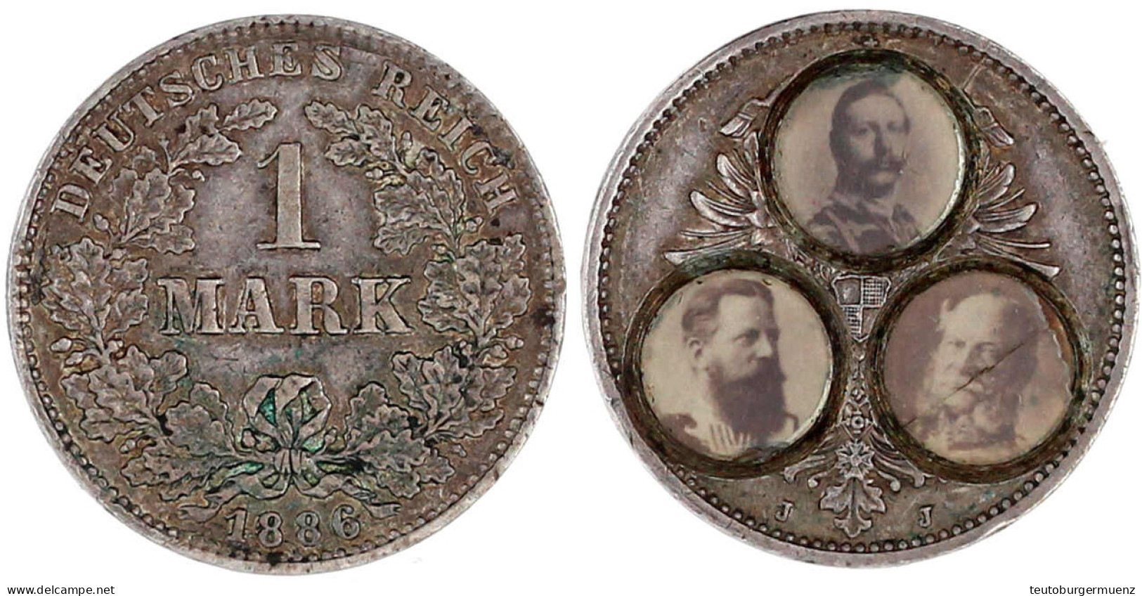 1886 J. Als Patriotische Gedenkmünze Mit Den 3 Kl. Köpfen Der 3 Kaiser (Wilhelm I., Friedrich III. Und Wilhelm II) Hinte - 2, 3 & 5 Mark Argent