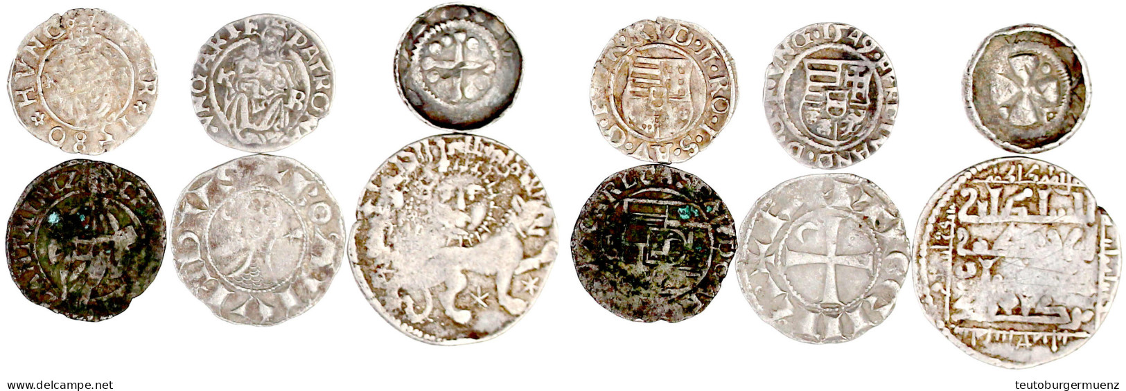 6 Alte Silbermünzen: Seldschuken Von Rum Dirham AH 639 = 1241, Konya, Ungarn Denar 1549, 1580, Sachsen Hochrandpfennig,  - Collections