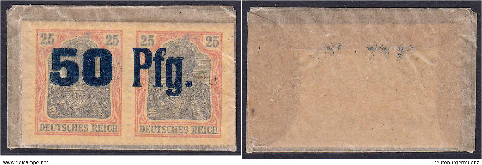 Stadt, 50 Pfg. O.D. Hülle (ungemustert) Mit Blauem Wertaufdruck, Ohne Stempel. I-II. Tieste 0030.10.08 A. - [11] Emissioni Locali