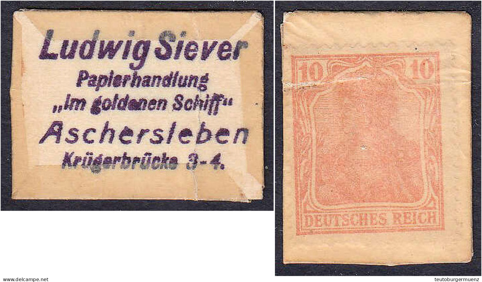 Ludwig Siever, Papierhandlung Im Goldenen Schiff, 10 Pfg. O.D. Karton. III / III- Tieste - (0225.15.01). - [11] Emissions Locales