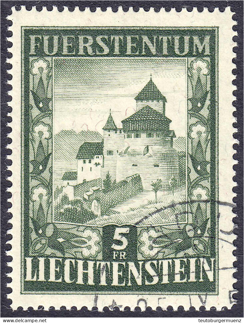 5 Fr. Schloss Vaduz 1952, Sauber In Gestempelter Erhaltung. Mi. 250,-€. Michel 309. - Autres & Non Classés